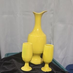 Elegant Yellow Vase and Goblet Set